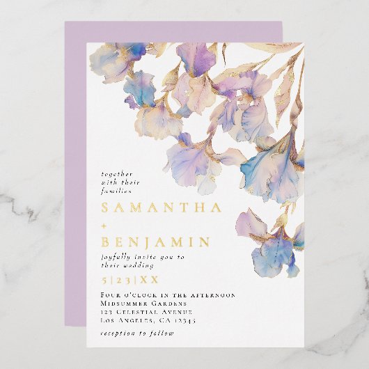 Invitation En Aluminium Iris Mariage (Recto/Verso)
