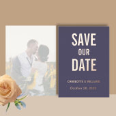 Invitation En Aluminium Iris Photo Overlay Save The Date Rose Gold  