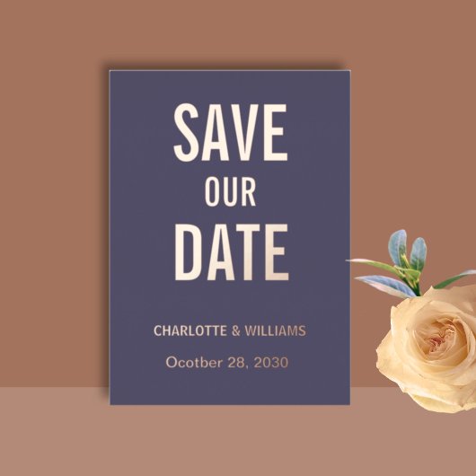 Invitation En Aluminium Iris Photo Overlay Save The Date Rose Gold  
