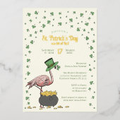 Invitation En Aluminium Irish Shamrock Flamingo St Patrick's Day Party (Recto)