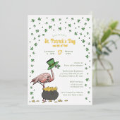 Invitation En Aluminium Irish Shamrock Flamingo St Patrick's Day Party (Debout devant)