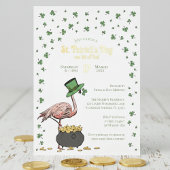 Invitation En Aluminium Irish Shamrock Flamingo St Patrick's Day Party
