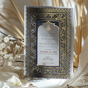 Invitation En Aluminium Islamique Dusty bleu Mariage ottoman turc