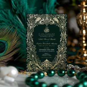 Invitation En Aluminium Islamique Émeraude Vert Mariage Ottoman Turc