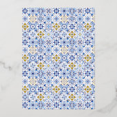 Invitation En Aluminium Italien carrelage bleu aquarelle citron nuptiale (Verso)