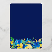Invitation En Aluminium Italien citron bleu floral script nuptiale (Verso)