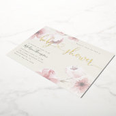 Invitation En Aluminium Ivoire | Baby shower floral en fleurs de cerisier (Rotation)