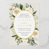 Invitation En Aluminium Ivory Bloom | Aquarelle Floral Oval Frame Mariage (Recto)