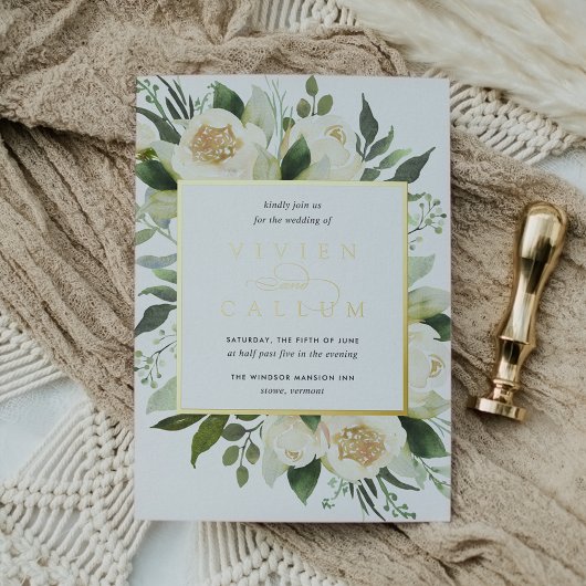 Invitation En Aluminium Ivory Bloom | Aquarelle Mariage de cadre Floral