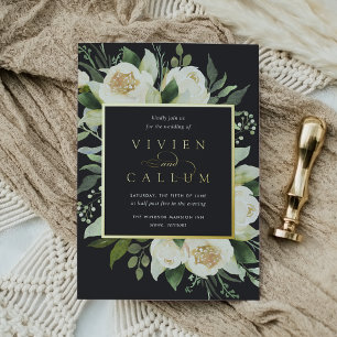 Invitation En Aluminium Ivory Bloom   Aquarelle Mariage de cadre Floral