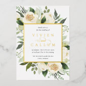 Invitation En Aluminium Ivory Bloom | Aquarelle Mariage de cadre Floral (Recto)