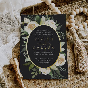 Invitation En Aluminium Ivory Bloom Cadre ovale floral aquarelle pour ma