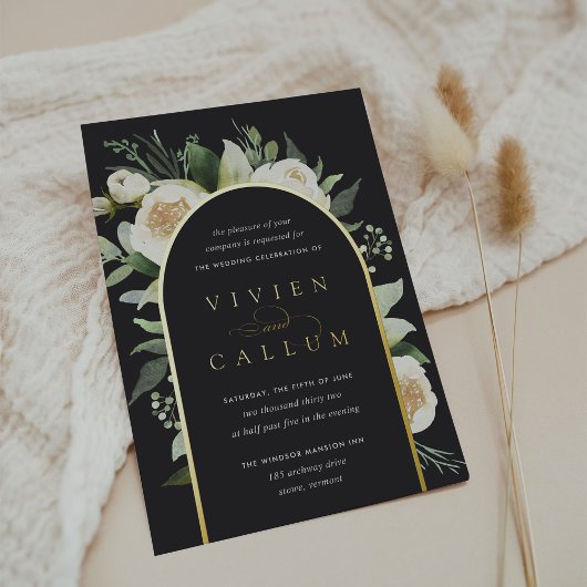 Invitation En Aluminium Ivory Bloom | Mariage d'arche florale aquarelle