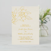 Invitation En Aluminium Ivory Line Art Floral Mariage élégant (Debout devant)