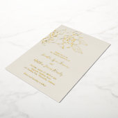 Invitation En Aluminium Ivory Line Art Floral Mariage élégant (Rotation)