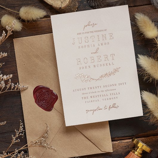 Invitation En Aluminium Ivory & Rose Gold Crossed Mariage