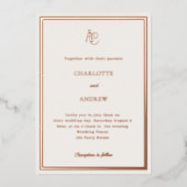 Invitation En Aluminium Ivory rose gold modern monogram luxury wedding (Recto)