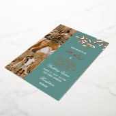 Invitation En Aluminium Jade Green Rose Gold Berry Twig 3 Photos Mariage (Rotation)
