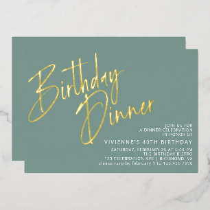 Invitation En Aluminium Jade Vert Turquoise & Or Moderne Chic Anniversaire