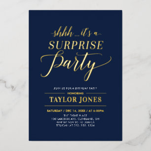 Invitation En Aluminium Jalon d'anniversaire de la Marine Blue & Gold Surp