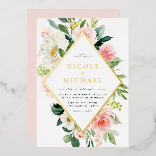 Invitation En Aluminium Jardin de fleurs aquarelles romantiques Mariage