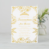 Invitation En Aluminium Jardin de Rose d'or blanc Quinceanera (Debout devant)