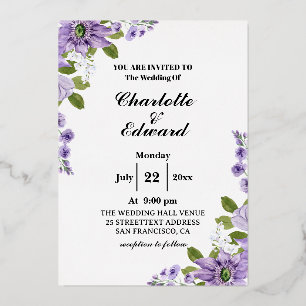 Invitation En Aluminium Jardin d'été Aquarelle Florale Mariage Foil Invi