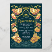 Invitation En Aluminium Jardin enchanté turquoise Quinceanera (Recto)