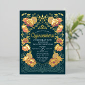 Invitation En Aluminium Jardin enchanté turquoise Quinceanera (Debout devant)