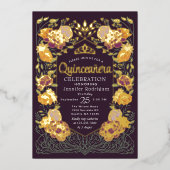 Invitation En Aluminium Jardin enchanté violet Quinceanera (Recto)