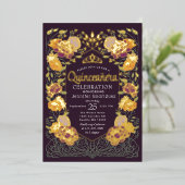 Invitation En Aluminium Jardin enchanté violet Quinceanera (Debout devant)