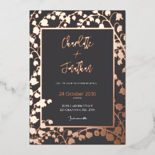 Invitation En Aluminium Jardin Floral de Muguet de Mai en Or