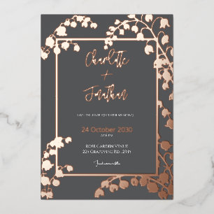 Invitation En Aluminium Jardin Floral de Muguet de Mai en Or