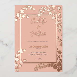 Invitation En Aluminium Jardin Floral de Muguet de Mai Mariage Or