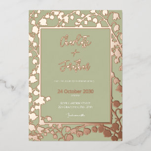 Invitation En Aluminium Jardin Floral de Muguet de Mai Mariage Or