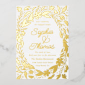 Invitation En Aluminium Jardin Floral Engagé Couples Douche Or (Recto)