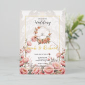 Invitation En Aluminium Jardin floral flush Romantique mariage millésimé (Debout devant)
