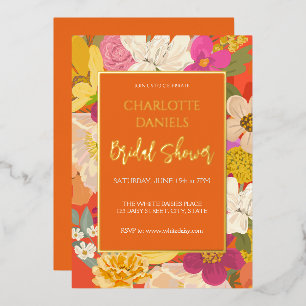 Invitation En Aluminium Jardin Orange Fleurs Mariage