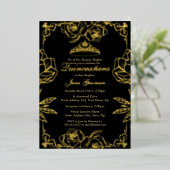 Invitation En Aluminium Jardin Rose en or noir Quinceanera (Debout devant)