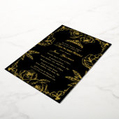 Invitation En Aluminium Jardin Rose en or noir Quinceanera (Rotation)