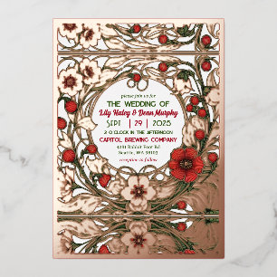 Invitation En Aluminium Jardin vintage Art Nouveau Mariage Rose Gold