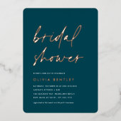 Invitation En Aluminium Jasper + Rose | Fête des mariées de script minimal (Recto)