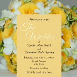Invitation En Aluminium Jaune Beurre Mariage Style Simple