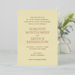 Invitation En Aluminium Jaune Beurre Moderne Élégant Mariage