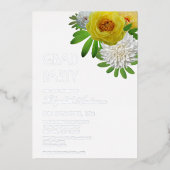 Invitation En Aluminium Jaune & Blanc Floral Graduation Party (Recto)