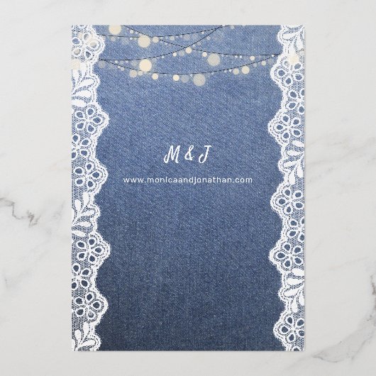 Invitation En Aluminium Jean Lace & String Mariage (Verso)