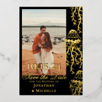 Jellyfish Gold Foil Beach Photo Enregistrer la dat