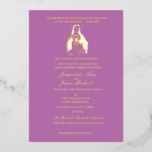 Invitation En Aluminium Jésus Sacré Coeur Catholique (Recto)