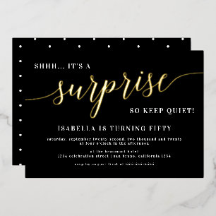 Invitation En Aluminium Jeu d'Anniversaire Noir & Or moderne