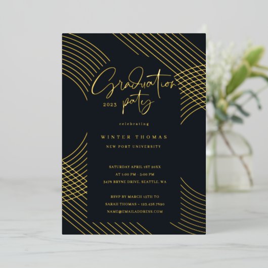 Invitation En Aluminium Jeu de graduation des arches concentrées de script (Debout devant)